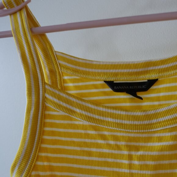 BR Banana Republic "the 90s tank" yellow stripe ribbed tank top S SM Small - Picture 4 of 11